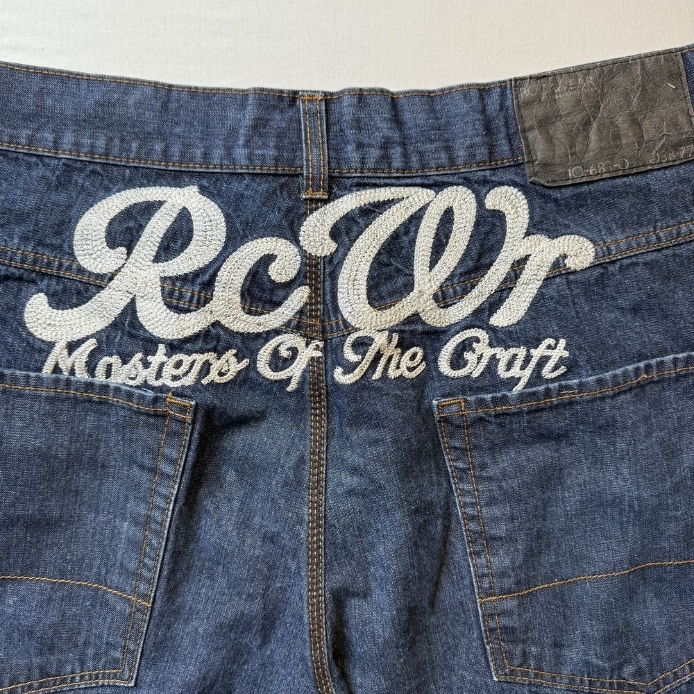 ROCAWEAR Jeans Mens 42 Blue Denim Baggy Fit RCWR Embroidered Y2K Streetwear